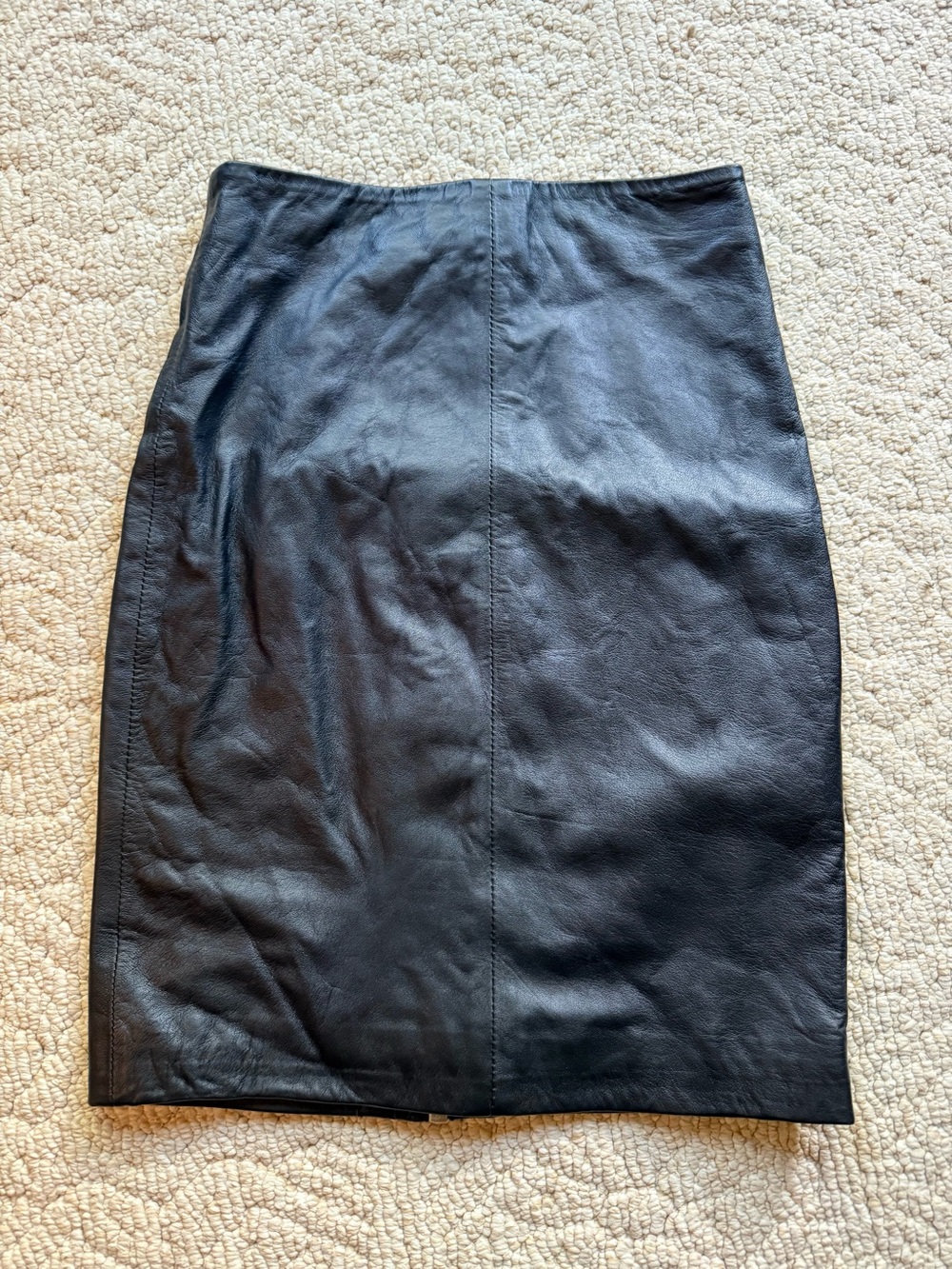 Allsaints Black Leather Pencil Skirt with Full Length Zipper in back